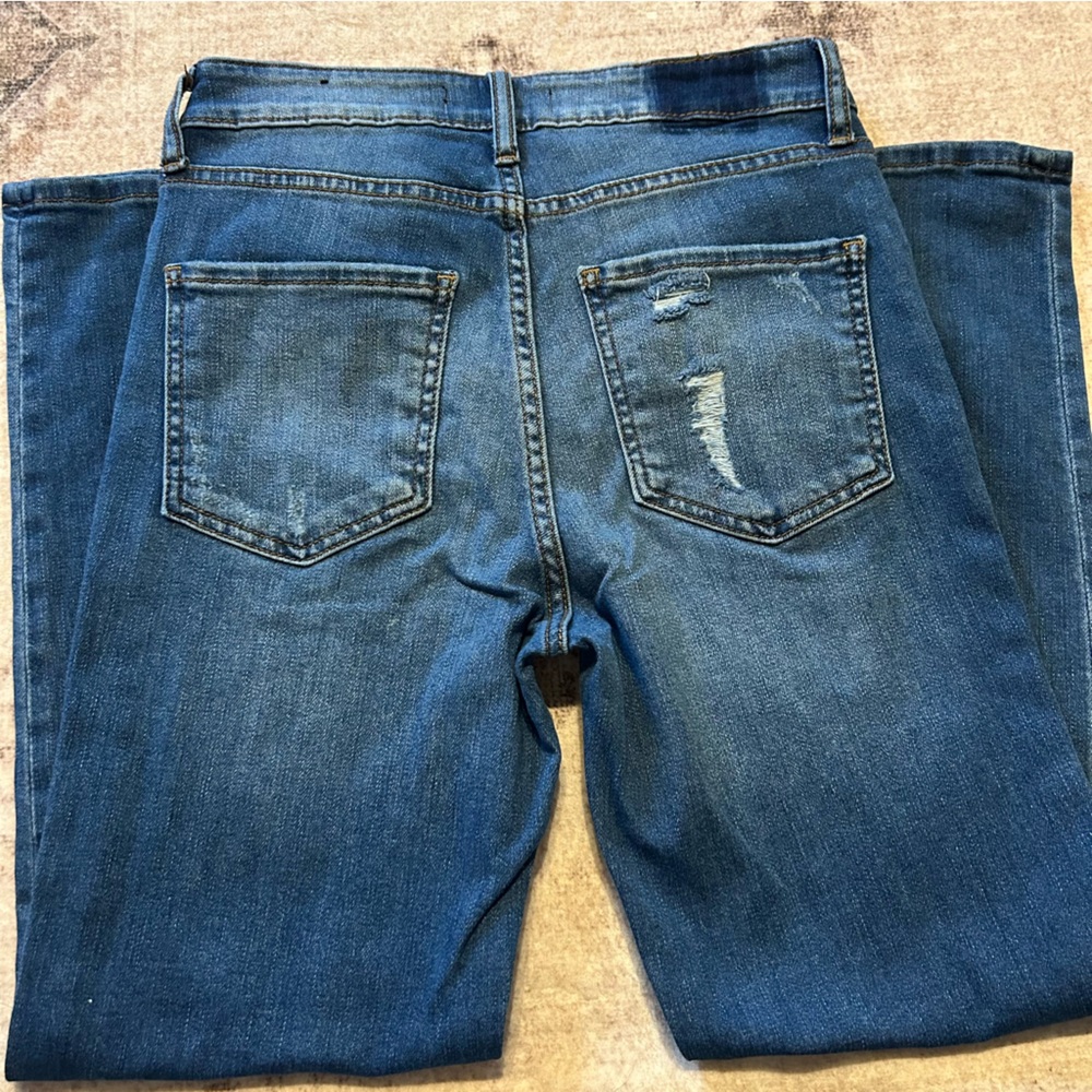Kut from the Kloth Elizabeth Fab Ab Crop Straight Leg High Rise Blue Jeans Sz 00 - Picture 5 of 6